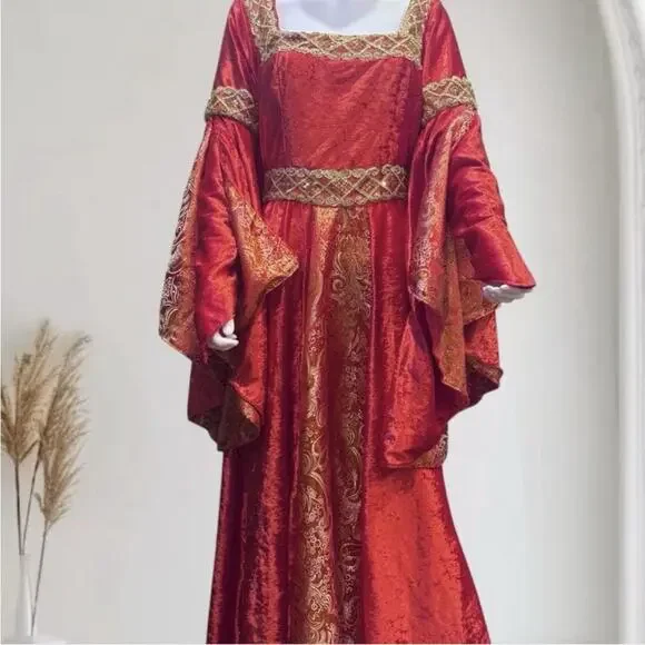 Velvet Renaissance theater costume in red/gold - Picture 2 of 10